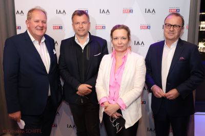 IAA Frühjahrscocktail: Walter Zinggl, Markus Breitenecker, Anna-Maria Wallner und Thomas Prantner © IAA Austria/Katharina Schiffl